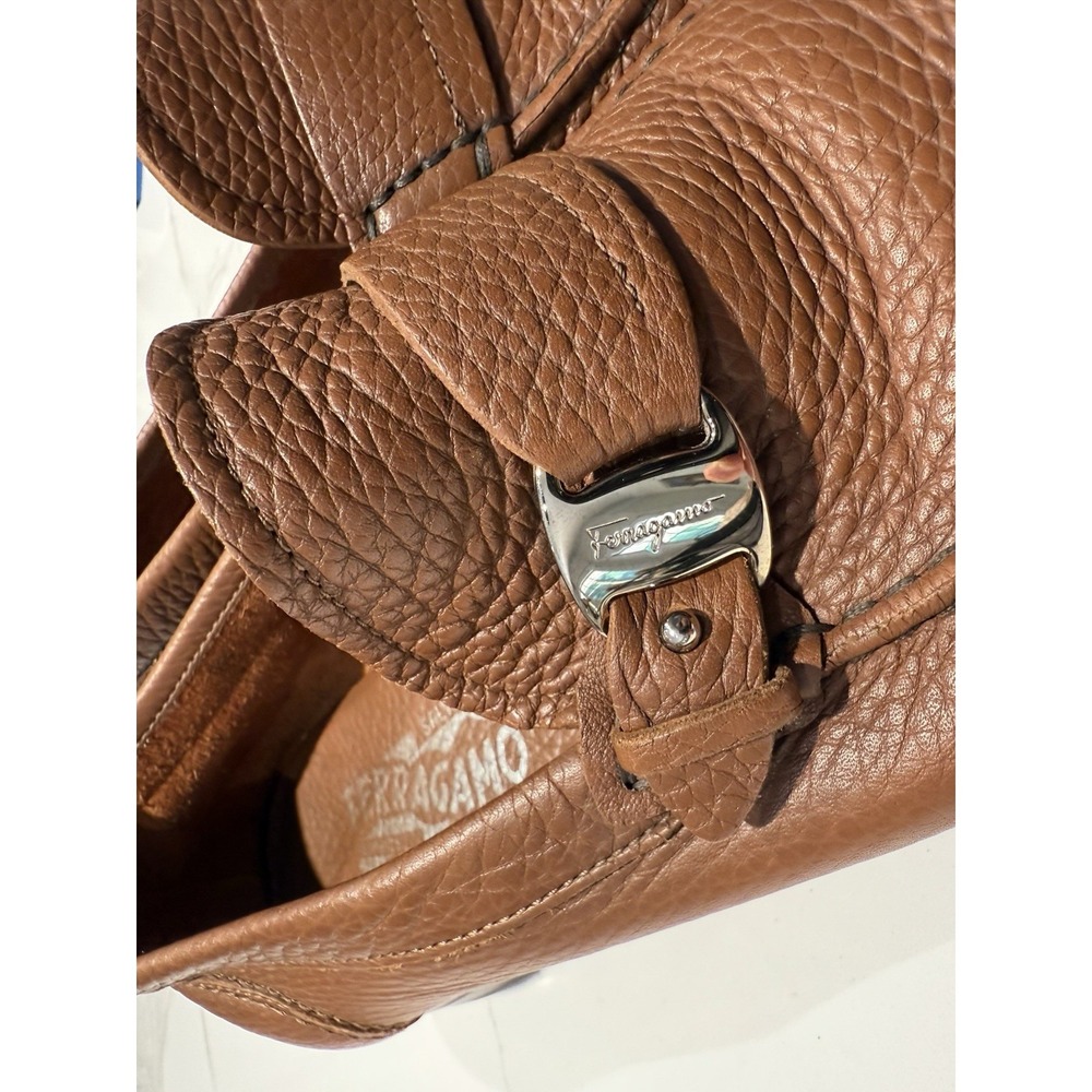 Salvatore Ferragamo Bravo Pebbled Buckle Loafer Brown Tan Size 9 D MS 28008 - Picture 6 of 9